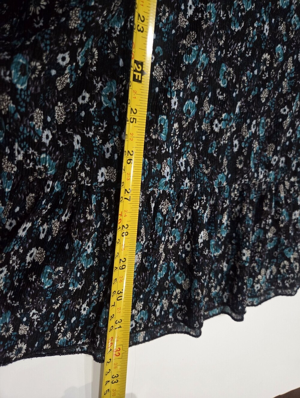 Zara Black /blue Floral Long-Sleeve Tie-Neck Dress Sz.M - Picture 9 of 10